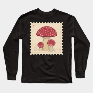 vintage mushroom stamp Long Sleeve T-Shirt